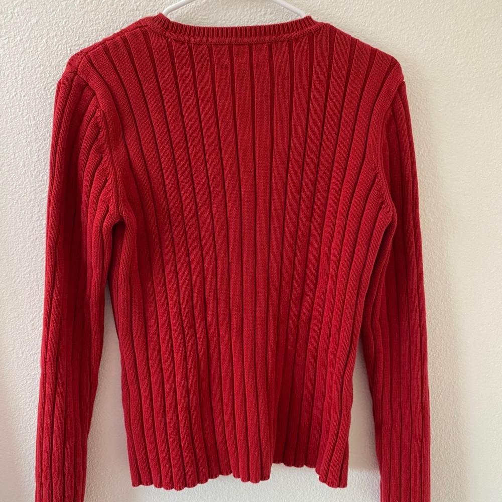 Tommy Hilfiger Red Long Sleeve Knit Sweater - Picture 5 of 7